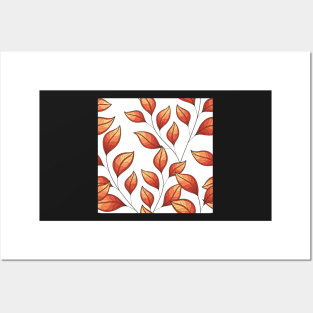 Fall Pattern with Floral Motifs Posters and Art